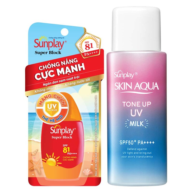 Combo Sunplay Sữa Chống Nắng Ngăn Sạm & Hiệu Chỉnh Sắc Da