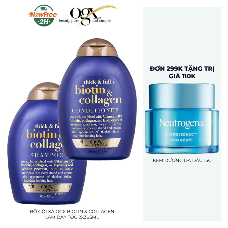 Bộ Gội Xả OGX Biotin & Collagen Làm Dày Tóc 2x385ml