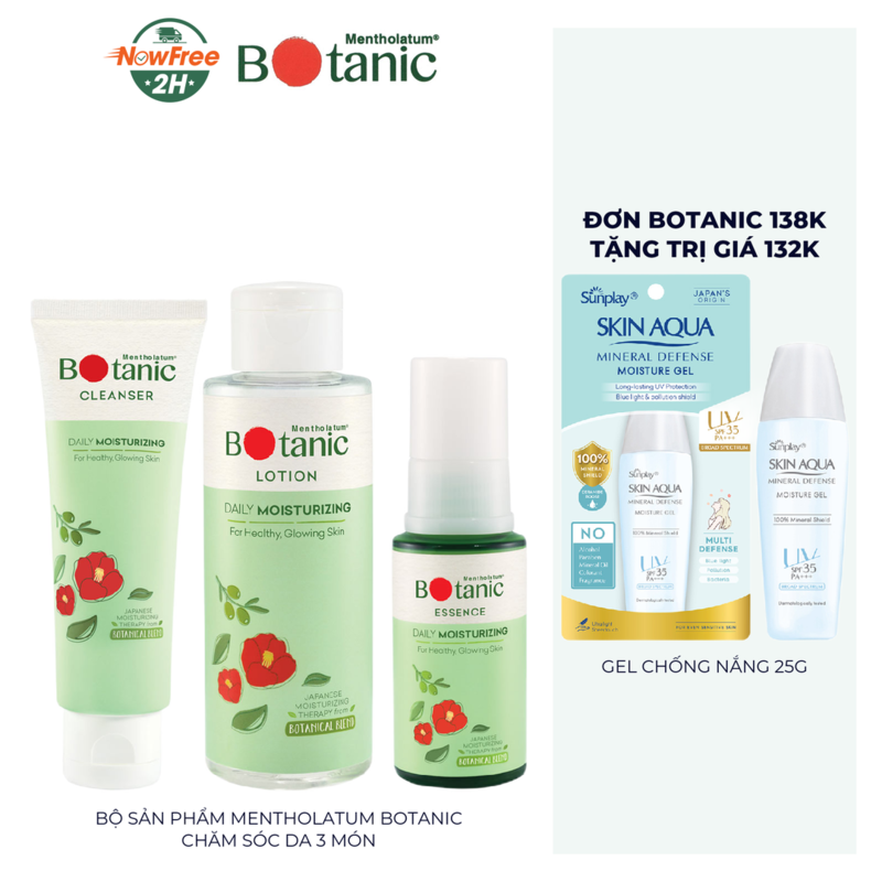 Bộ Sản Phẩm Mentholatum Botanic Chăm Sóc Da 3 Món