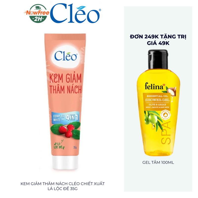 Kem Giảm Thâm Nách Cléo Chiết Xuất Lá Lộc Đề 35g