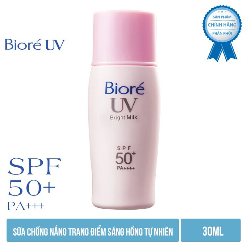 Sữa Chống Nắng Bioré Sáng Hồng Tự Nhiên SPF50+/PA+++ 30ml