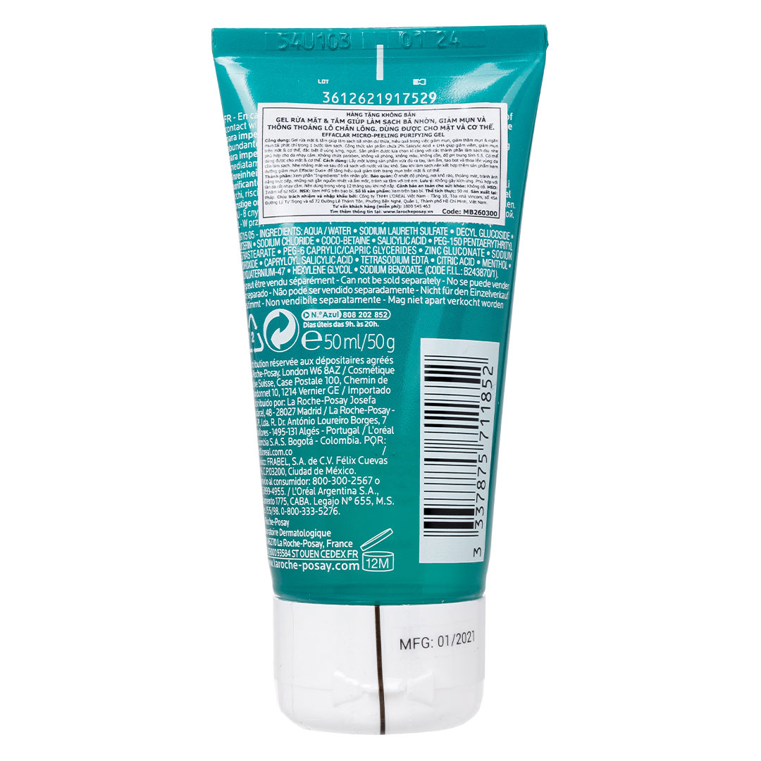 Gel Rửa Mặt & Tắm La Roche-Posay Làm Sạch & Giảm Mụn 400ml