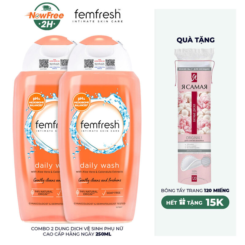 Combo 2 Dung Dịch Vệ Sinh Phụ Nữ Femfresh Cao Cấp Hằng Ngày 250ml