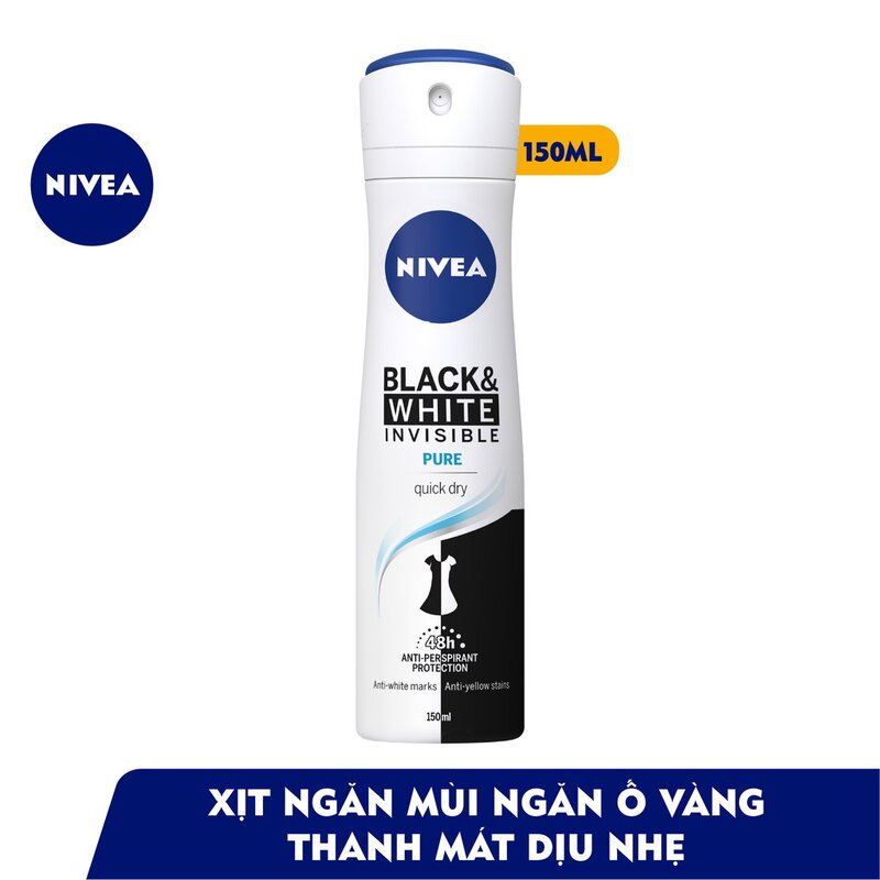 Xịt Khử Mùi Cho Nữ Nivea Giảm Vệt Ố Vàng 150ml