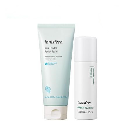 Bộ sữa rửa mặt Innisfree Bija Foam & Green Tea Seed Serum Duo Set