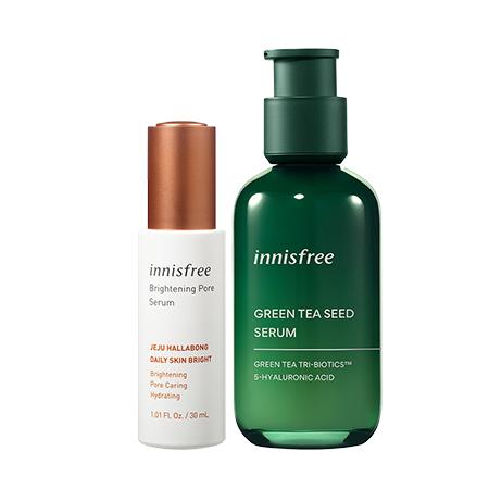 Bộ đôi tinh chất Innisfree Brightening Pore Serum & Green Tea Seed Serum 80ml+30ml