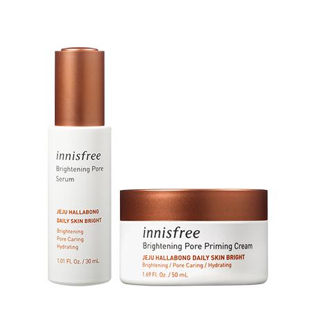 Set tinh chất & kem dưỡng Hallabong Innisfree Brightening Pore Serum & Cream 30ml+50ml