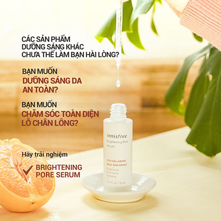 Tinh chất Innisfree Brightening Pore Serum dưỡng sáng và chăm sóc 30ml