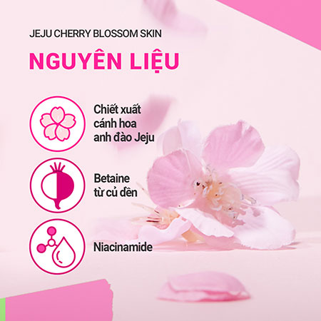 Nước cân bằng dưỡng ẩm sáng da Innisfree Jeju Cherry Blossom Skin 200ml