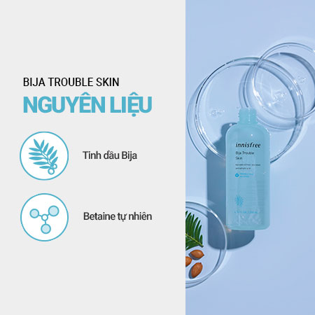 Nước cân bằng từ Bija innisfree Bija Trouble Skin làm dịu da mụn 200ml