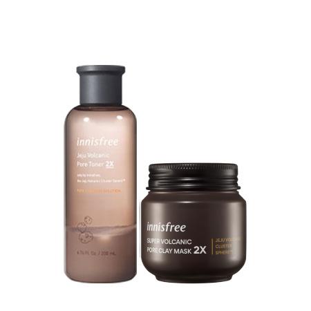 Set mặt nạ đất sét & nước cân bằng Innisfree Super Volcanic Pore Clay Mask & Toner