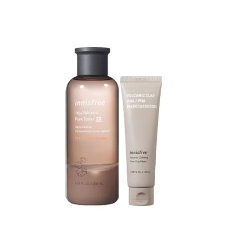 Set mặt nạ đất sét & nước cân bằng Innisfree Volcanic Calming Mask & Toner 200ml+100ml