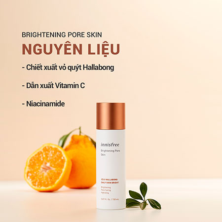Nước cân bằng Innisfree Brightening Pore Skin dưỡng sáng da 3 trong 1 150ml
