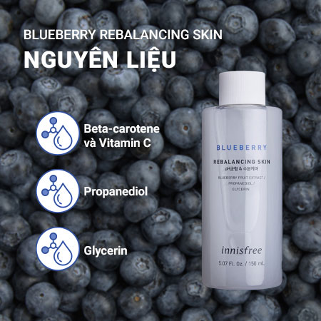 Nước cân bằng Innisfree Blueberry Rebalancing Skin ẩm chống oxy hóa 150 ml