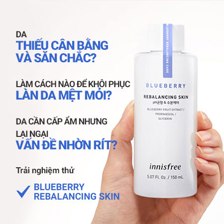 Nước cân bằng Innisfree Blueberry Rebalancing Skin ẩm chống oxy hóa 150 ml