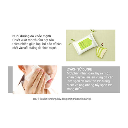 Khăn giấy Innisfree Apple Seed Cleansing Tissue tẩy trang táo xanh 15 tờ