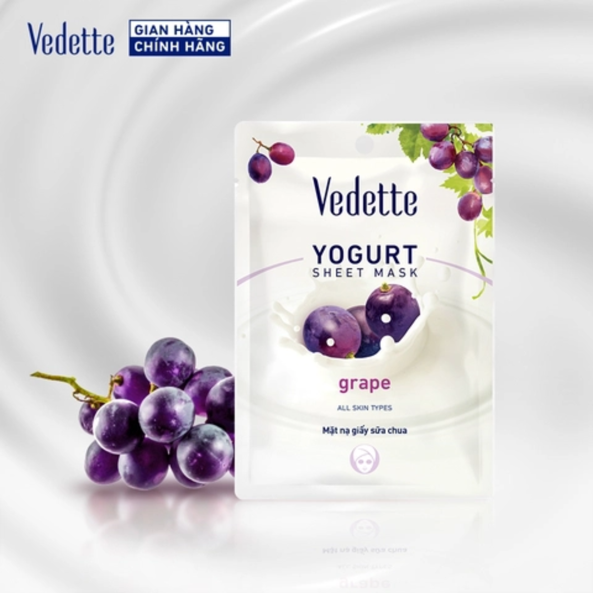 Mặt nạ giấy sữa chua Vedette Nho 22ml