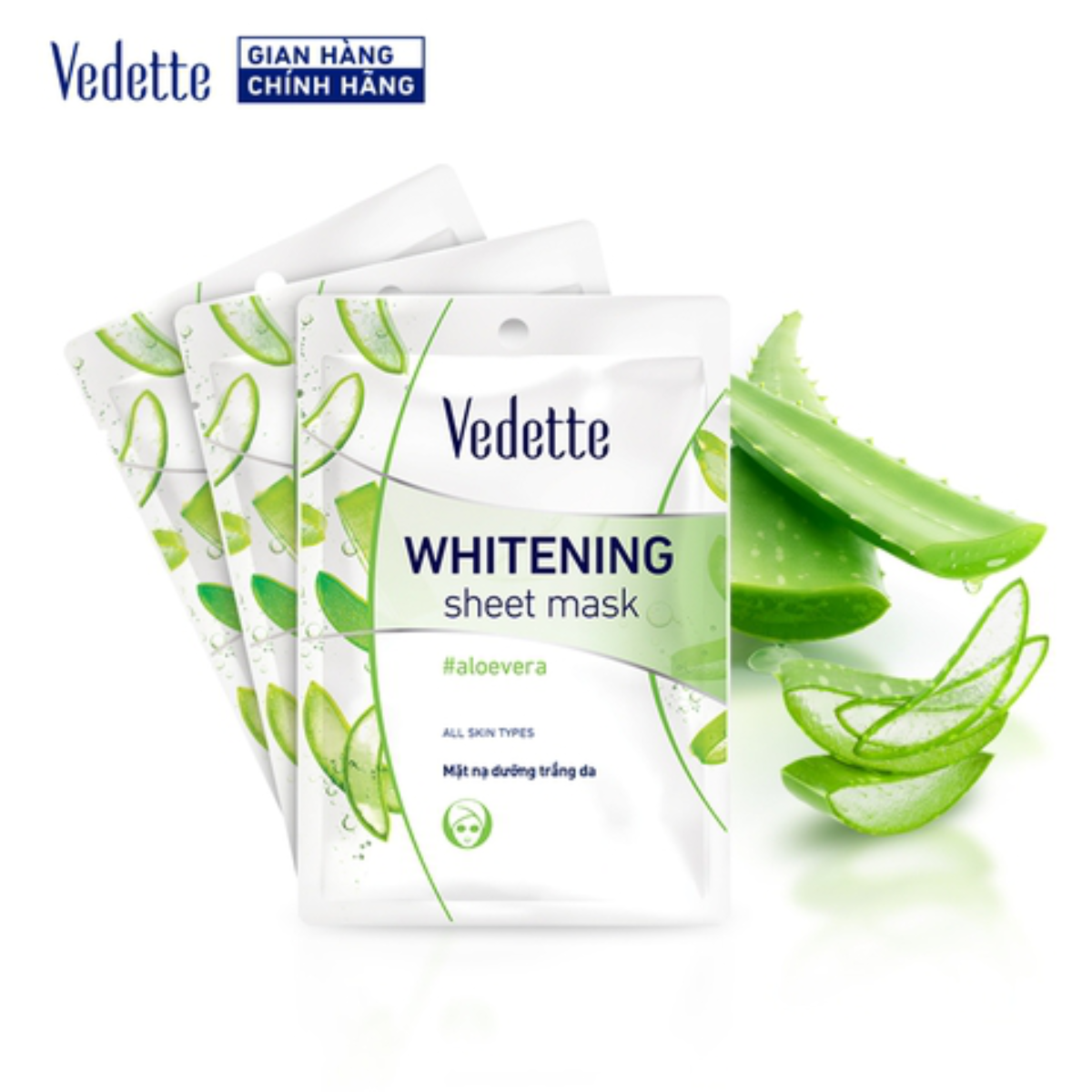 Mặt nạ giấy dưỡng trắng da Vedette nha đam 22ml