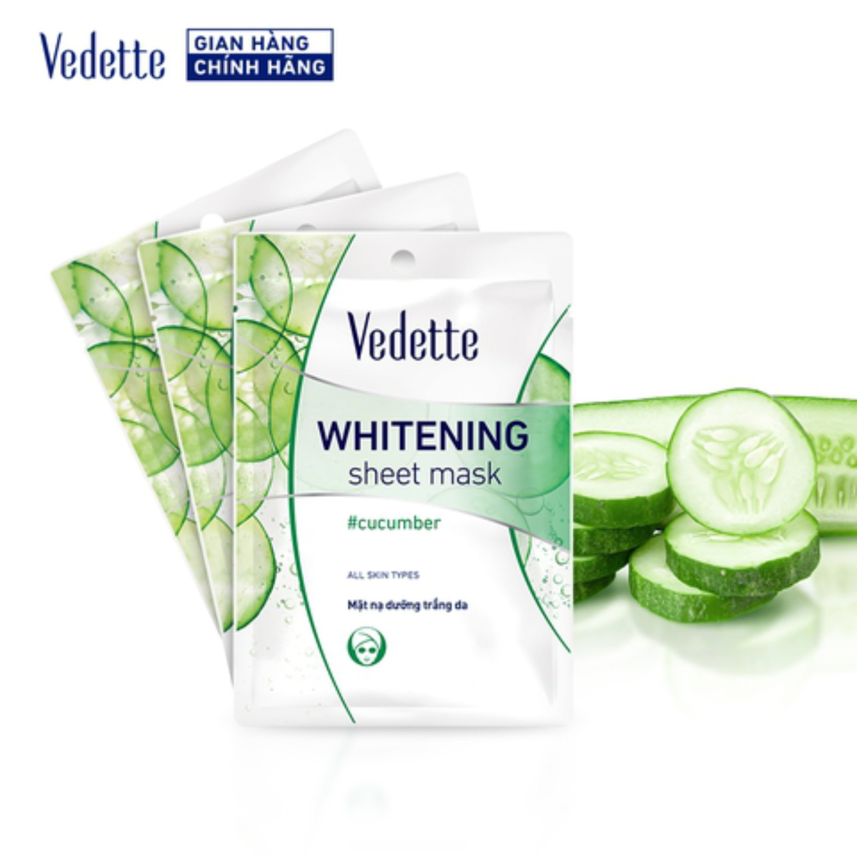 Mặt nạ giấy dưỡng trắng da Vedette dưa leo 22ml
