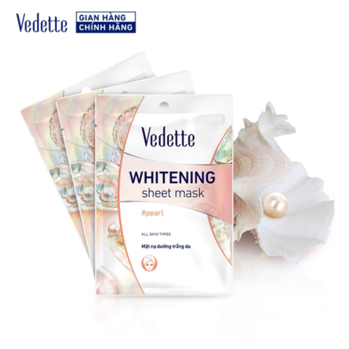 Mặt nạ giấy dưỡng trắng da Vedette ngọc trai 22ml