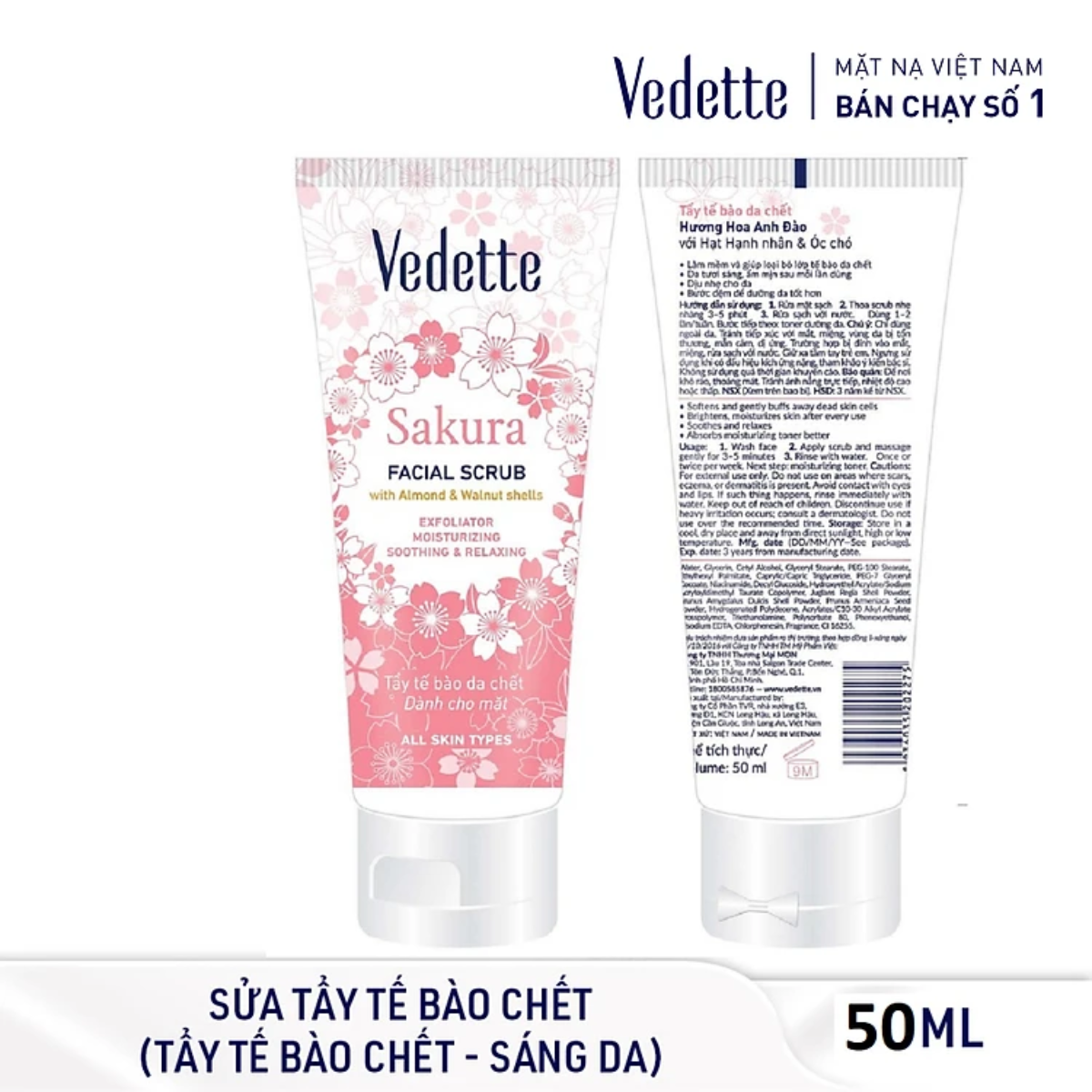 Tẩy da chết mặt Vedette hoa anh đào 45ml