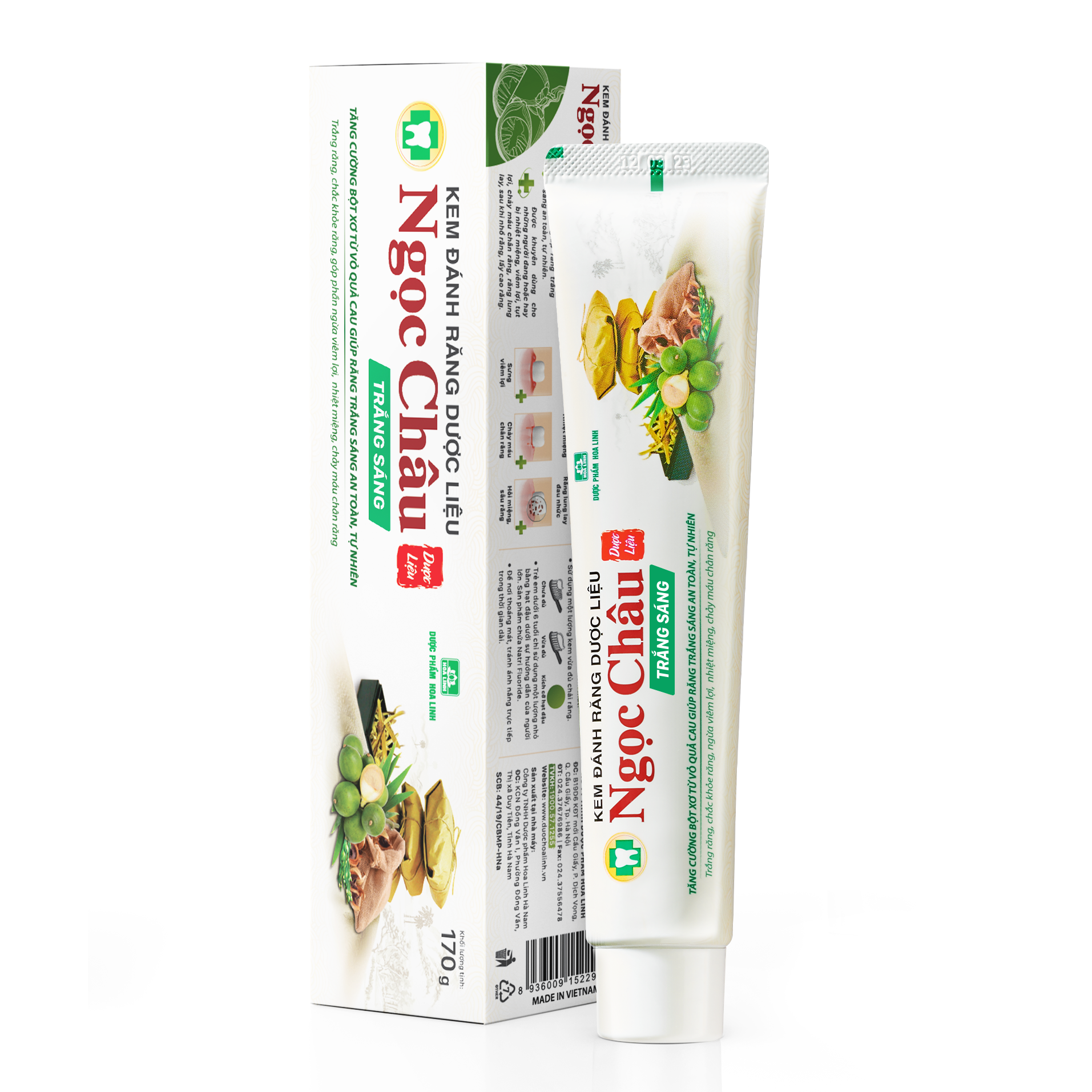 Kem đánh răng Dược liệu Ngọc Châu Trắng Sáng 170g)