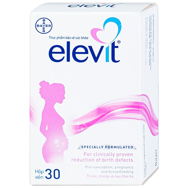 Viên uống Elevit Bayer bổ sung acid folic, sắt và các vitamin, khoáng chất (30 viên)