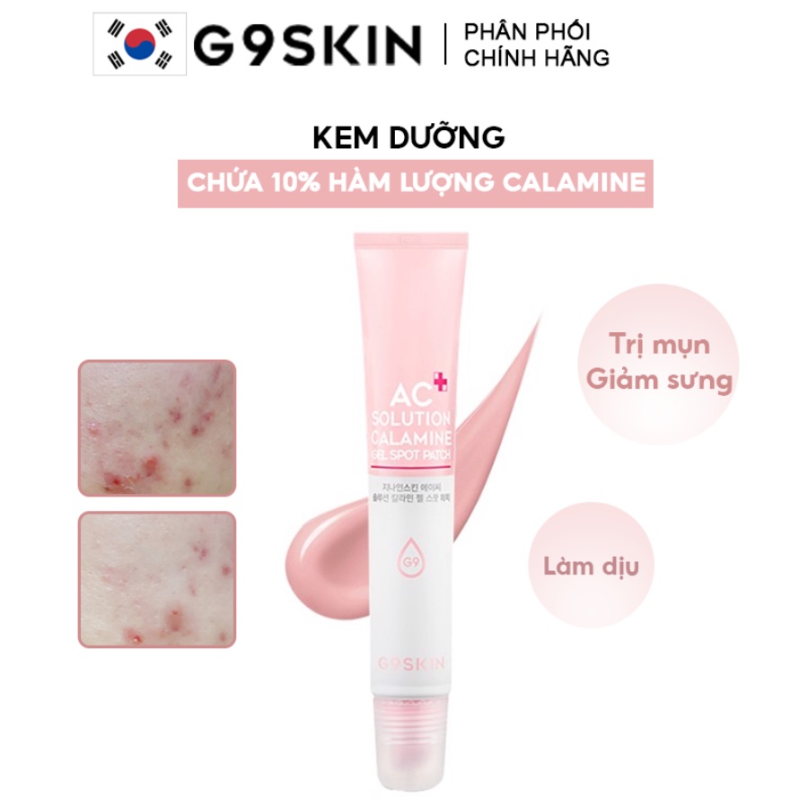 Kem Dưỡng Trị Mụn Giúp Giảm Sưng, Làm Dịu Nốt Mụn Tức Thì G9Skin AC Solution Calamine Gel Spot Patch 20g