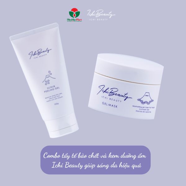 Combo tẩy tế bào chết và gel dưỡng ẩm Ichi Beauty cho bạn làn da mịn màng, trắng sáng 